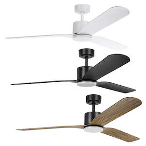 60" Iluka DC Ceiling Fan With CCT LED Light 20w in Matt White, Matt Black or Black/Wood