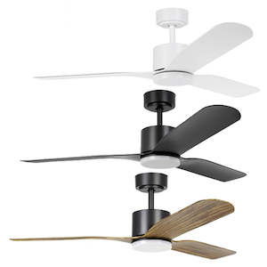 52" Iluka DC Ceiling Fan With CCT LED Light 20w in White, Black or Black/Wood