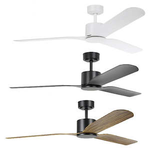 60" Iluka DC Ceiling Fan in Matt White, Matt Black or Black/Wood