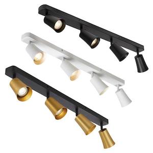 Bar Lights: Alvey LED Spot Light Bar 4Lt in Black, Gold Brushed Black or White