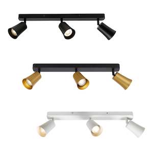 Alvey LED Spot Light Bar 3Lt in Black, Gold Brushed Black or White