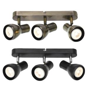 Curtis Spot Light 3Lt 18w in Antique Brass/Black