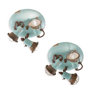 Loft Ceiling Light 3Lt in Vintage Light Blue