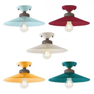 Colours Ceiling Light 1Lt in Light Blue, Bordeaux, Cream, Yellow or Green