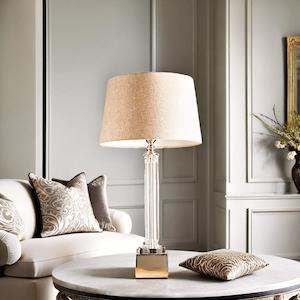 Rockpool Pillar Table Lamp in Nickel