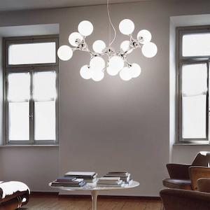 Nodi Pendant Light 15Lt in Brass, Chrome or White