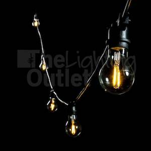 Black 10 or 20 Meter Festoon Lighting 4w Dimmable A60 LED Globes Included