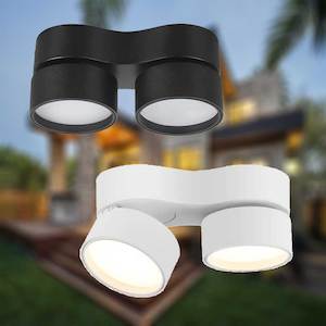 Surface Mounted Twin-Head LED Downlight Tri-Colour 24w in Black or White