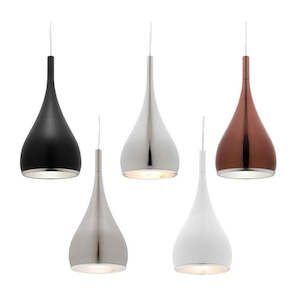 Aero Pendant Light 1x60w E27 in Black/Chrome/Rose Gold/Satin Chrome/White Cougar Lighting