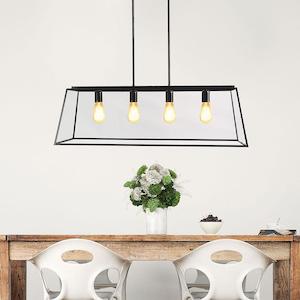 Eaton Pendant Lighting 4 Light Clear Glass Large Black Oriel Lighting - SL64904BK