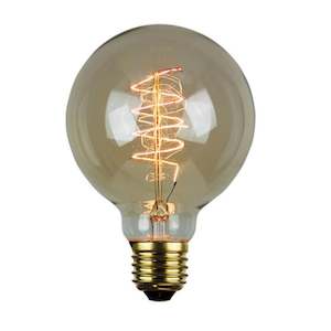 Globes Light Bulbs: Vintage Filament Globe G95 25W E27 Amber Glass ø90 Oriel Lighting A-CAR-G9525E27