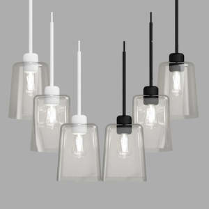 Parlour Lite Glass Pendant Light Black or White in Round/Square Shade