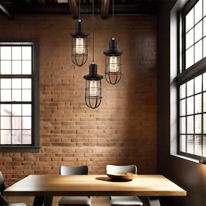 Blackband Pendant Light 72w Curved/Tubular Iron Cage E27 Black CLA Lighting - PL…