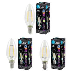 Filament Candle Clear LED Globes 2w 2700k Dimmable