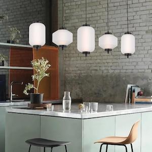 Torso Bar LED Pendant Lamp 5Lt 28w in Black or Brass