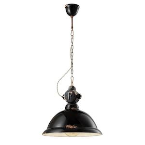 Industrial Half Globe Pendant Light 1Lt in Vintage Black