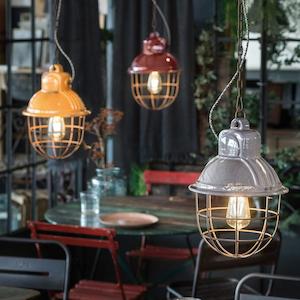 Industrial Cage Pendant Light 1Lt in Different Colours