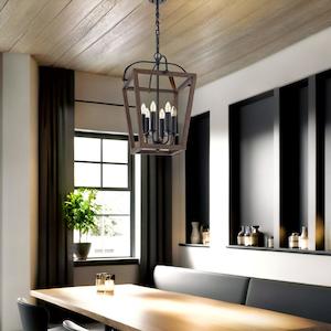 Lacota Pendant Light 4Lt/6Lt in Black and Walnut