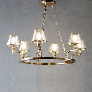 Sienna Glass Chandelier 6 Arms in Brass Emac & Lawton Lighting - ELPIM30578AB