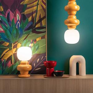 Lamps: Copacabana Table Lamp Cream, Mocha Brown, Sage Green, Sand Grey, Yellow C2680 Ferroluce