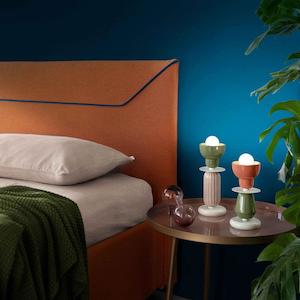 Lamps: Berimbau Table Lamp Orange/Sage Green, Mocha Brown/Turquoise C2604 Ferroluce