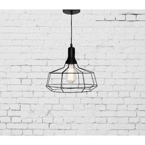 Cage Pendant Light Black in Small, Medium or Large Cougar Lighting