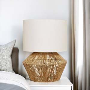 Lamps: Cassie Table Lamp 1Lt E27 in Natural Thread/Off White Cougar Lighting