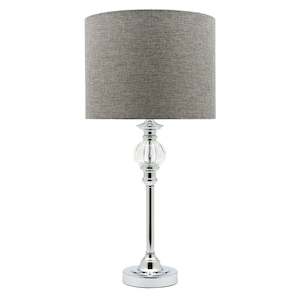 Lamps: Beverly Table Lamp 1x60w E27 in Chrome w/ Dark Grey Shade Cougar Lighting