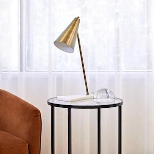 Lamps: Jaggar Marble Task Lamp White/Brushed Brass 12235 Cafe Lighting