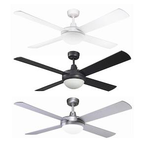 Ceiling Fans: Lifestyle 52" 1300mm AC Ceiling Fan With Light 2xE27 White/Black/Brushed Aluminium Martec Lighting DLS1344