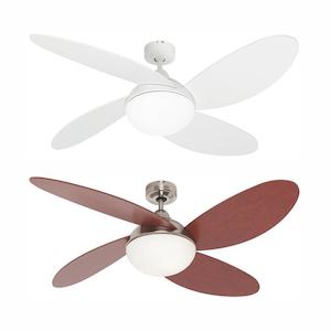 Rosebery Ceiling Fan with Light in Brushed Chrome or White Mercator Lighting - PL-FC231134