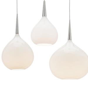 Bollene Pendant Light (Small/Medium/Large) E14 or E27 in Gloss Opal & Chrome Cougar Lighting