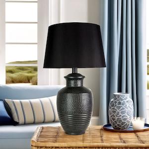 Attica Table Lamp Hamptons Style E27 Aged Black Finish Oriel Lighting OL98841