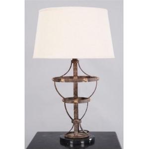 Antonio Table Lamp 1x60w E27 Brown Base w/ Natlin Shade Emac & Lawton Lighting - ELZR7139