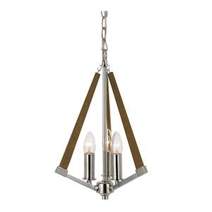 Graf Pendant Light Small 3xE14 in Chrome+Canadian Ash Timber Telbix Lighting - G…