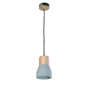 Concrete & Wood Pendant Light Henge 3 Blonde Wood Angled - PL-HENGE3