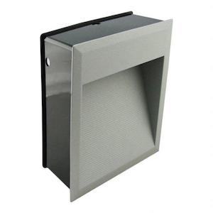 Step Lights: LED-516 Rectangular 240v 2.2w Recessed Led Steplight - Silver Fascia Domus Lighting