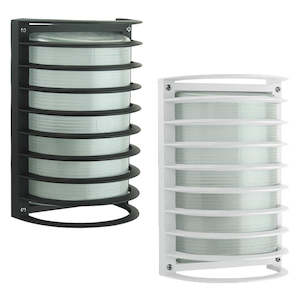 AL-2801 Grille Cylindrical Outdoor Bunker in White or Black  Domus Lighting 10786, 10787