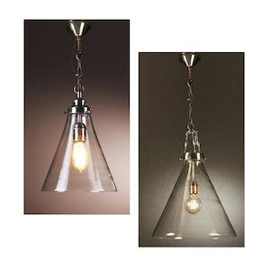 Gadsden Glass Pendant Light 1x40w E27 in Small or Large Silver Emac & Lawton Lig…