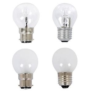 18w, 28w Halogen B22, E27, B15, E14 Fancy Round Globe Warm White 2800k Dimmable