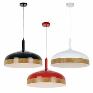 Black Pendant Light: Bresno Pendant Light Large E27 Telbix Lighting - BRESNO PE45-BK, BRESNO PE45-RD, BRESNO PE45-WH