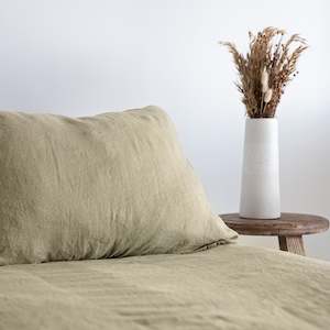 Light Olive Linen Duvet Cover