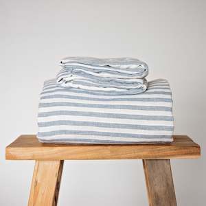 Ocean Stripe Linen Flat Sheet