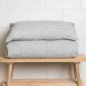 Charcoal Stripe Linen Pillowcases - Pair