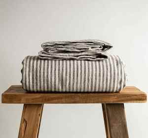 Charcoal Stripe Linen Fitted Sheet