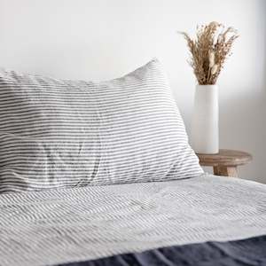 Charcoal Stripe Linen Duvet Cover