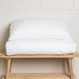 White Linen Pillowcases - Pair