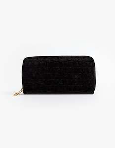 Black Suede Croc Wallet