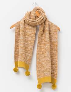 Mustard/Ivory Pompom Scarf