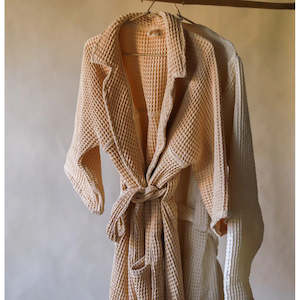 Pique Waffle Bathrobe - Latte